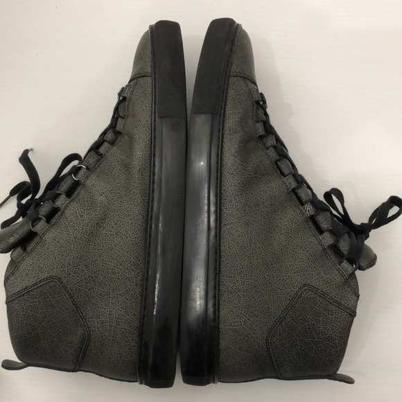 BALENCIAGA GREY LEATHER HIGH ARENA SNEAKERS MENS SIZE 45 - Picture 13 of 16